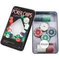 100 Pieces Poke Chips Poke Game 100 Chips Dealer Button Chip Holder and Tin Storage Box Set. 