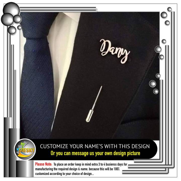 Customize Name Coat Pin, Label Pin, Name Brooch