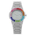 Rainbow Diamond Watches Man Gold And Silver Round Luminous Men Watch. 