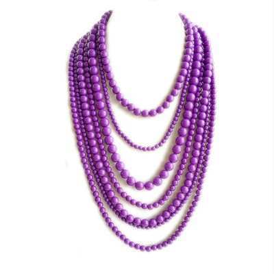New Statement Seven Layers Beaded Necklace, Multi Strands Hand Making Necklace, Elena Wong Fashion Jewelry