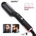 Ubeator - 3 in 1 Women and Men Beard Ceramic Hair Styling Comb Hot-Air Brushes Straightener Tools-599-Black. 