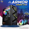 AA Tiger Armor ATX Gaming PC Case with 3 RGB Fans | Standard ATX PC Casing with Tempered Glass Side Panel | Low Price Gaming Case with Liquid Cooling Support. 