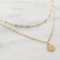 Simple Double-deck Gold Wafer Pendant Necklace Charming Women's Collarbone Chain Choker Necklace Female Party Jewelry Girl Gifts. 