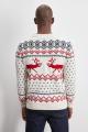 Trendyol Collection Beige Men Jacquard Christmas Themed Knitwear Sweater TMNAW20KZ0782. 