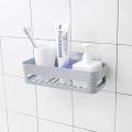 Plastic Inter Design Bathroom Kitchen Organize Shelf Rack Shower Corner with Wall Mounted Suction Cup. 