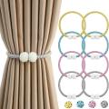 SHOPENITY - 2 PCS Magnetic Pearl Curtain Belt , Curtain Tiebacks Convenient Drape Tie European Style Decorative Weave Rope Curtain Rings & Buckles Holder for Window Sheer Blackout Draperies, Braided Straps Ball Buckles, Parday. 