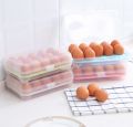 Delicate 15 Grid Transparent Egg Tray Egg Storage Box with Portable Handle for Refrigerator and Outdoor Use. 