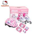Hello Kitty SKATE PROTECTION Quad Roller Skates Safety Pads Helmet (3 to 9 year Child). 