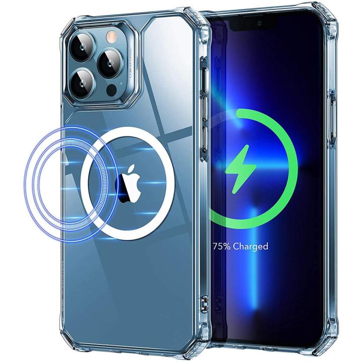 Atouchbo iPhone 13 Pro Max Air Armor Rugged TPU Case with Halolock Magnetic Ring for MagSafe Enabled Charging – Clear