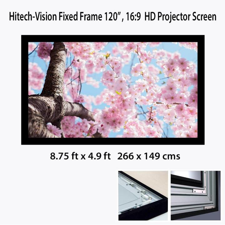 Hitech-Vision Fixed Frame Projector Screen - Matt White 120" 16:9 (8.75 ft x 4.9 ft)