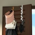 Plastic Door Hooks For Hanging Cloth Door Hook Hanger Vertical Bags Rack With 5 Hook New Style Storage Holder For Clothes/Hats/Towels/Scarf/Robe/Cap/Key - 1Pc. 