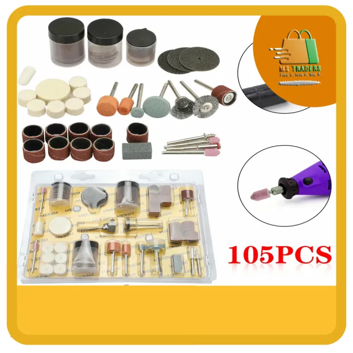 105%20Pcs%20Rotary%20Power%20Tool%20Set%20Mini%20Drill%20Kit%20Fits%201/8%20%20Shank%20Sanding%20Polishing%20Cutting%20Grinding%20Tool%20Polishing%20Accessory%20Bit%20-%20Image%202