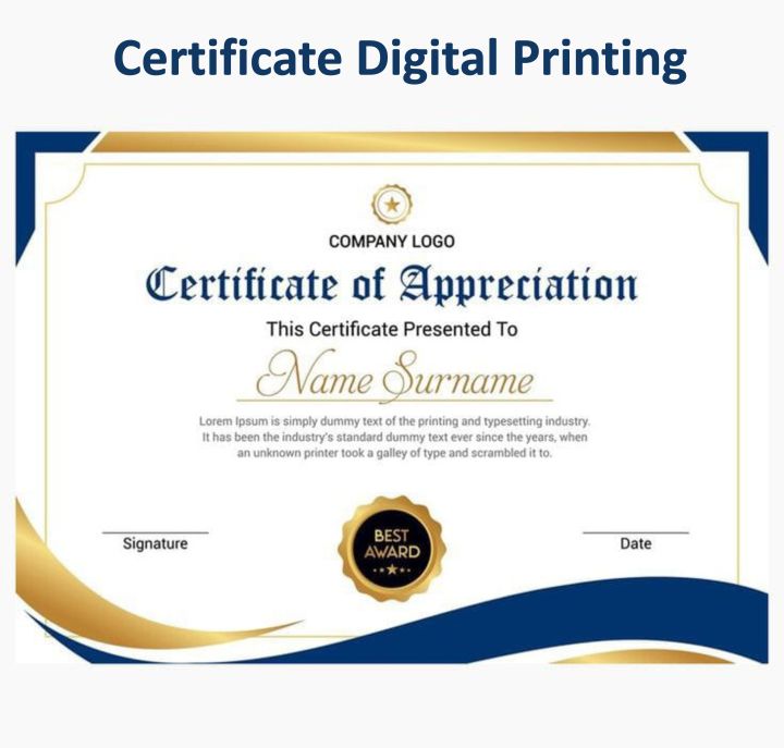 Certificate Printing / Photo Printing / Award Printing with Digital High Quality