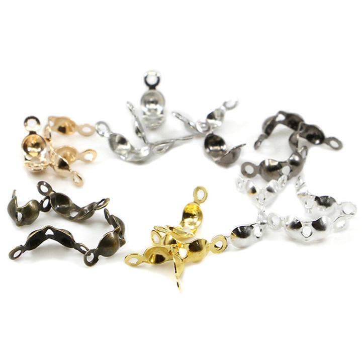 200pcs Connector Clasp Fitting 4*7mm Ball Chain Calotte Crimps Beads Components