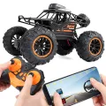 Remote Control Car With Camera WiFi 720P HD FPV Camera, 2.4Ghz 1:18 Scale Off-Road Remote Control Rechargeable Monster Truck Toys for Boys. 