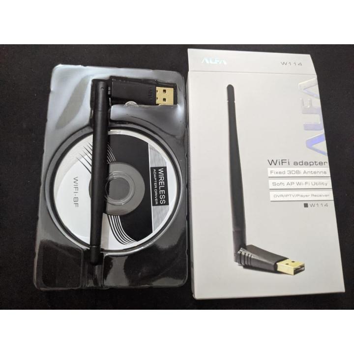 Wireless Usb adapter ALFA W114 - Fixed 3dbi Antenna - Soft AP Wi-Fi Utility - DVR / IPTV / Player Receiver