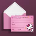 Party Invitation (Hello Kitty Card) - Fill in the blank (Pack of 10). 
