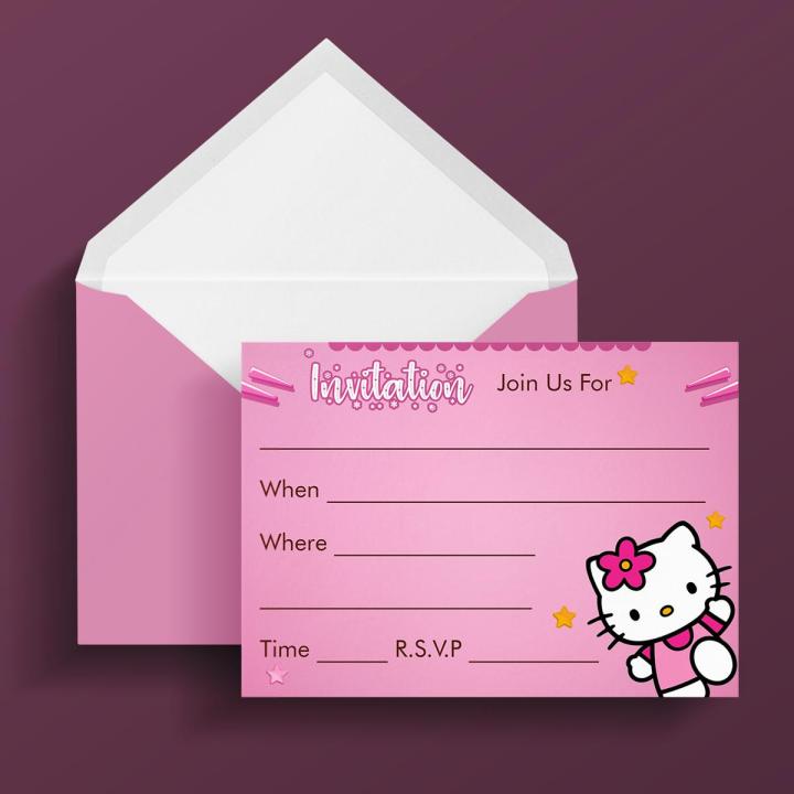 Party Invitation (Hello Kitty Card) - Fill in the blank (Pack of 10)