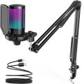 FIFINE Gaming  USB Microphone, Podcast Condenser Mic with  Pop Filter, Mute Button for Streaming, Twitch, Online Chat, RGB Computer Mic for PS4/5 PC Gamer-AmpliGame A6T. 