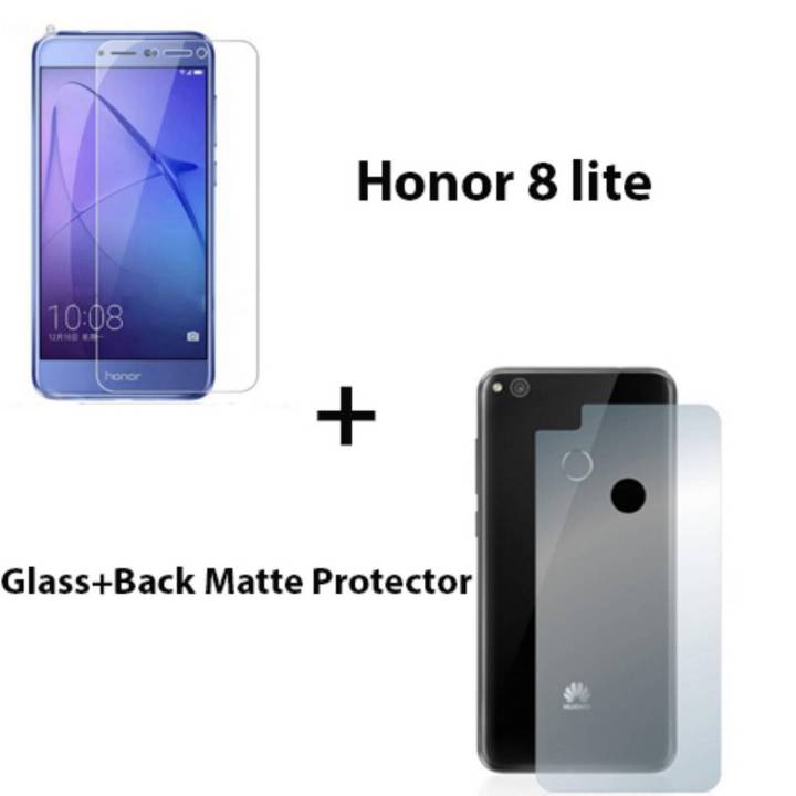 Honor 8 Lite Polish 2.5D Tempered Glass Screen Protector + Huawei honor 8 lite Back Protector Matte For Honor 8 Lite