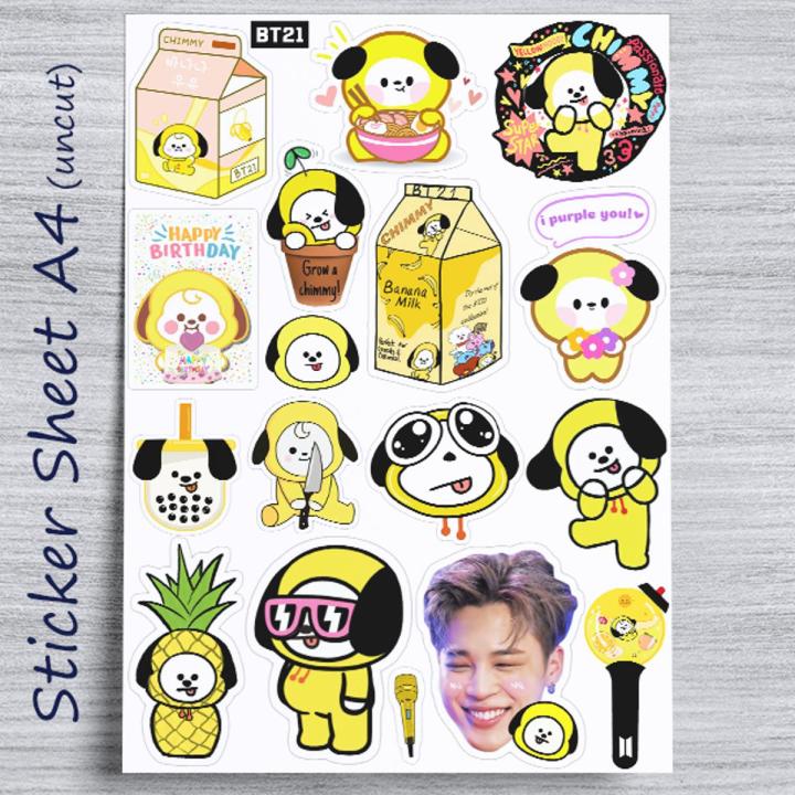 BTS JIMIN BT21 CHIMMY Stickers UNCUT A4 (SS03 )