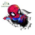 EARLFAMILY 13cm Spiderman Sticker Torn Metal Car Stickers Waterproof Car Bumper Window Marvel Decal Customize size picture. 