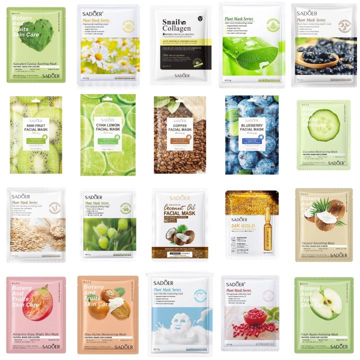 Sadoer Hydrating Moisturizing Facial Sheet Mask (3/5/10/15 Pcs Random)