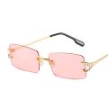 XaYbZc Blue Rectangular Sunglasses Rimless Men Metal Fashion Square Sun Glasses For Women Gradient Lens Frameless 2024 UV400. 