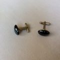 Luxury Crystal Cufflink oval-Nug Cufflinks Stud For Men - black. 