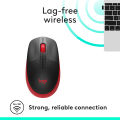 LOGITECH M190 FULL-SIZE WIRELESS MOUSE RED. 