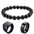 Black Combo Deal 3 In 1 Big Bracelet 1 Ring & 1 Black Chala  For Men & Boys. 