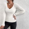 WEIRDO Autumn Winter Women Solid Rib Knit V Neck Stripe Pull Sweater Femme Y2k Long Sleeve Pullover Jersey Tops Fashion Clothes. 
