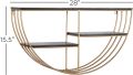 3 Shelf Wood & Metal, Wall Shelf With Half Moon Shape, 28″ x 7″ x 15″, Gold Customized by Creative Decore. 