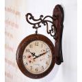 Vintage Double Side Wooden Style Vintage Antique Wall Clock - Brown double face Beautiful Look wall clock / Two sided wall clock - Unique Double Sided Wall Clock Vintage Looks - Brown (Two Sided) -. 