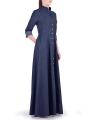 Tarseel - Navy Blue Maxi Style Denim Abaya for women. 