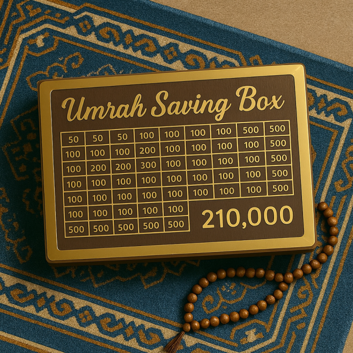 Umrah Saving Box 210,000 Amount – Premium Wooden Money Saving Challenge ...