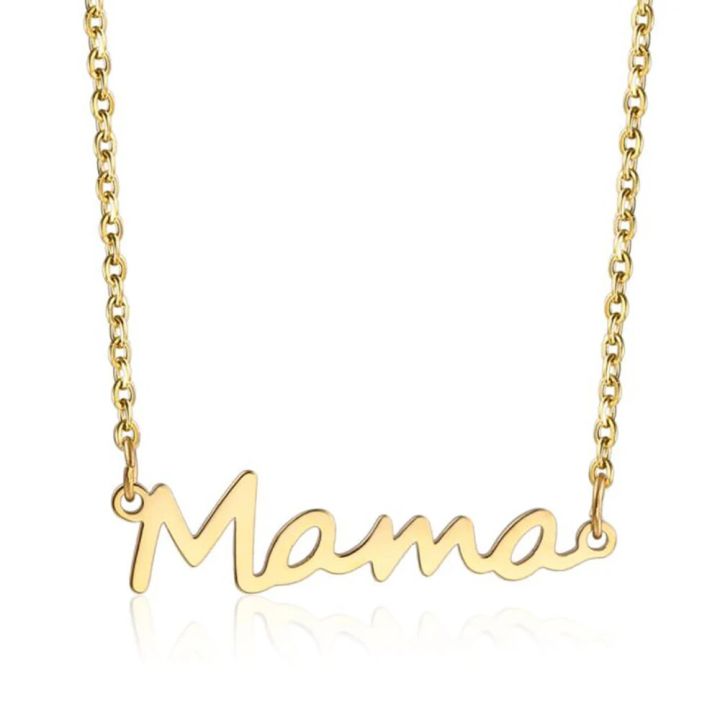 Stainless Steel Delicate Minimalism Gold Mama Pendant Necklace Women Ladies Mother Day's Gift Best Jewelry For Him with Chain