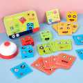 Face Swapping Cube Puzzles Toy  - 64 Cards With Different Style & 4 Face Changers - Children Fun Logical Blocks Best for Hand Eye Co-ordination Table Toys - Wooden toys - Indoor Toys. 