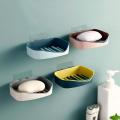 Shelf Drain Soap Holder Wall-Mounted Drainage Storage Rack No Drilling Double Layer For Soap Shampoo In Bathroom Draining Tray For Shower Double-Deck Punch-Free Strong Self-Adhesive Also For Kitchen For Sponge Brushes Organizer Plastic Stand Two Layers. 