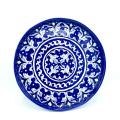 Blue pottery lotus Blue plate large Round Hand crafted. 