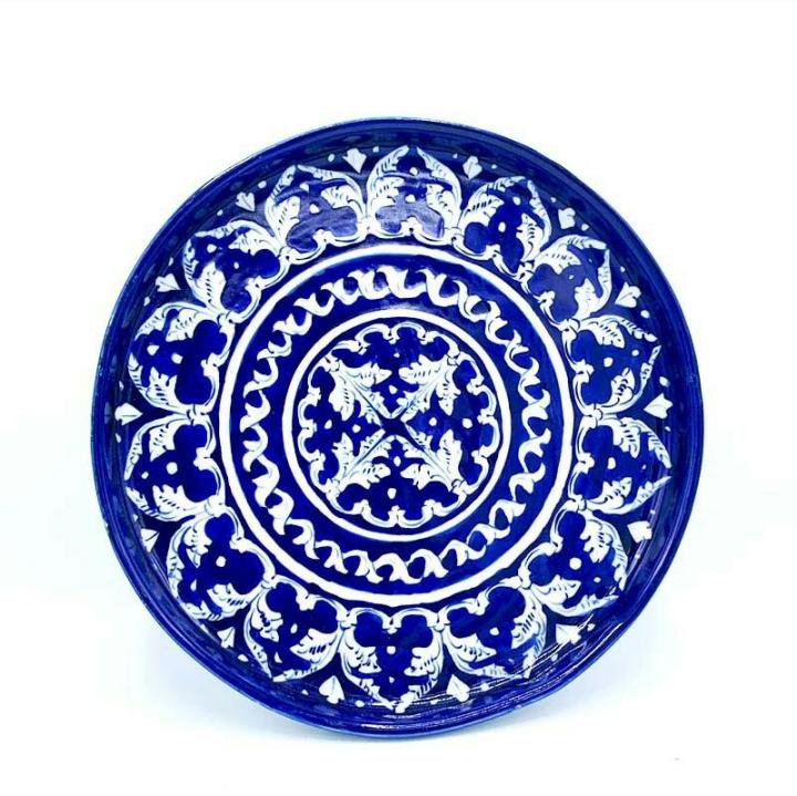 Blue%20pottery%20lotus%20Blue%20plate%20large%20Round%20Hand%20crafted%20-%20Image%203