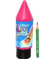 Deer 12-Colour Pencil Set - Half Size, Easy Grip, with Durable Plastic Pencil Case – Compact & Portable Art Supplies. 