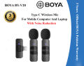3 Years Warranty - BOYA BY-V20 Wireless Microphone System with USB Type-C Connector for Mobile Devices (2.4 GHz) Plug Play Lapel Clip-on Mic, Cordless Omnidirectional Mini Condenser Mic for Interview Video Podcast Vlog Recording. 