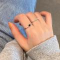 2Pcs/set Korean Ins Black Love Rings Simple Fashion Trend Girl Heart-shaped Index Finger Rings Personality Versatile Jewelry Gift. 