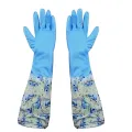Reusable Rubber Latex Hand Gloves Extra Long Washing Gloves Cleaning Gloves Waterproof Rubber Gloves 2 Pieces ... 