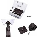 【Miga Plaza】Men Classic Silk Tie Set Bow Ties Necktie Pocket Square Cufflink FREE GIFT BOX Set. 