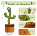 badgeRechargeable Dancing Cactus Toy with Music, Singing, Talking, Lightning, Wriggle- Funny talk back toy For Kids- Home Decorative and Children Playing Birthday Gift Foxen. 