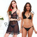 Set Of 3 Hot Sexy Nightie & Sexy Bikini Set By Rayyan's - Black. 