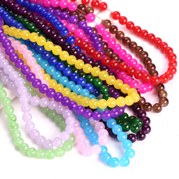 Glass Beads - Marble Beads 8mm For Jewellery Making - Pack Of 100 Beads