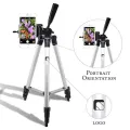 Tripod Stand With Phone Holder+ Carrying Bag with New Features Portable For Videos, Mobile Phone and DLSR Camera For Videography and Photography (Adjustable) Black & Silver 3110 Model Tripod Stand Best Quality. 